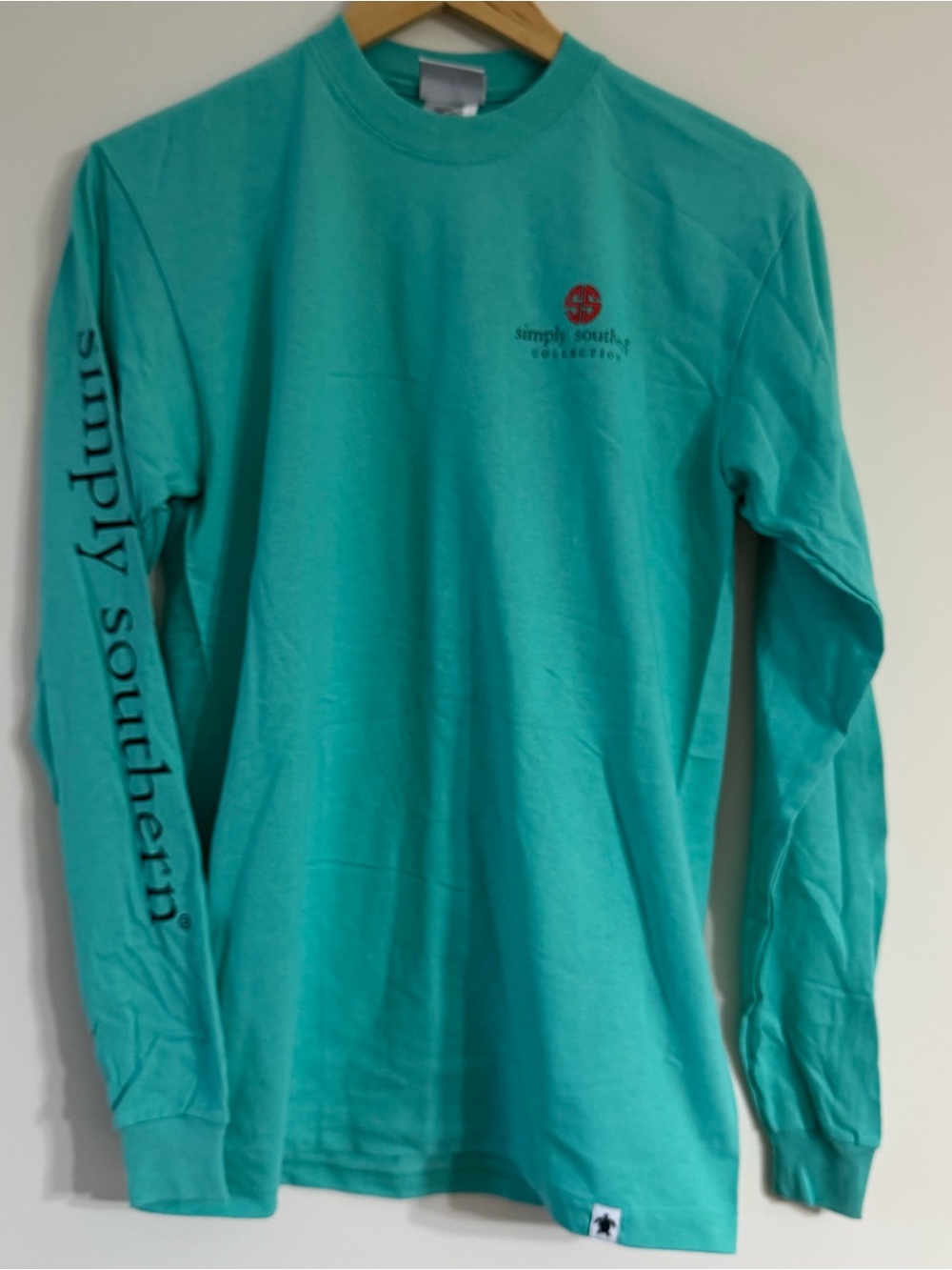 Simply Southern Christmas Movies Coffee Repeat Long Sleeve T-Shirt Seafoam Small